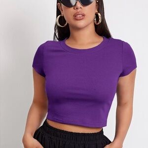 SHEIN Vibrant Purple Crop Top